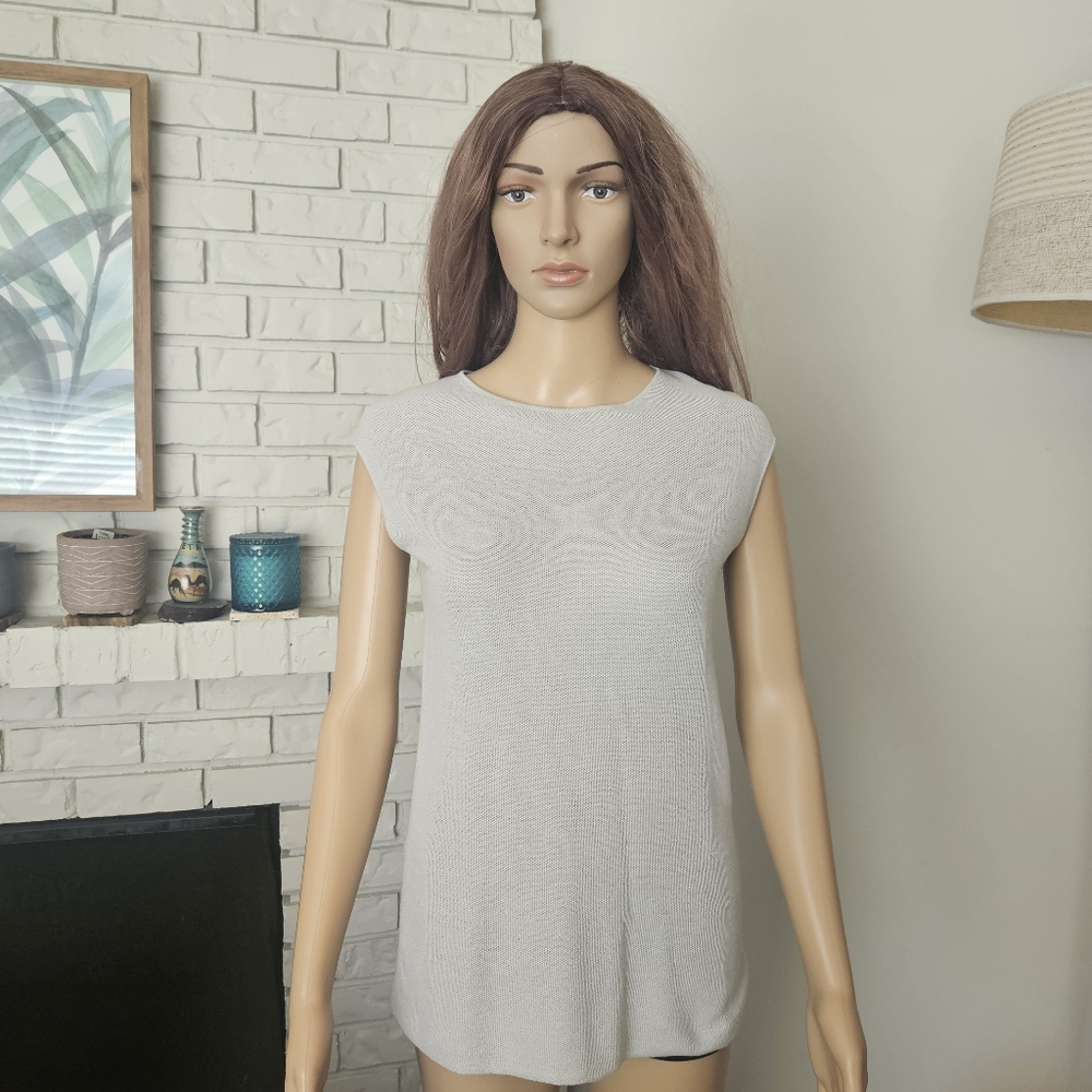 Jarbo Silk Cashmere Blend Top Women's Gray Sleeveless Long Line